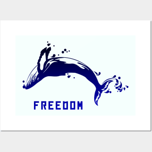 freedom whale Posters and Art